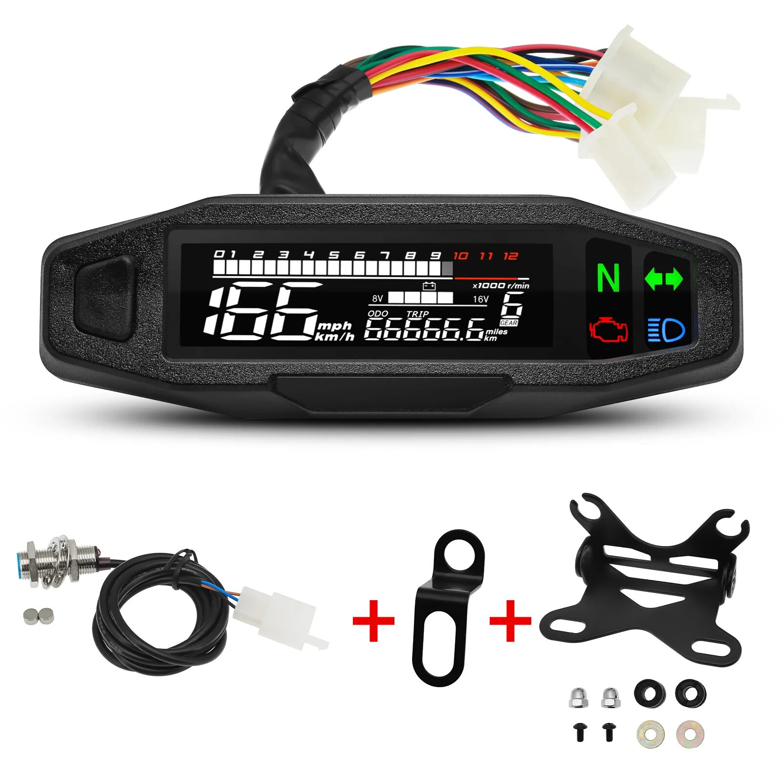 Motorcycle Digital Dash Universal Speedometer KM/H with Turn Signal Tachometer