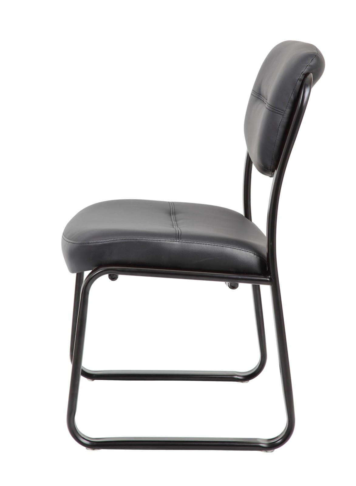 Leather Sled Base Side Chair in Black