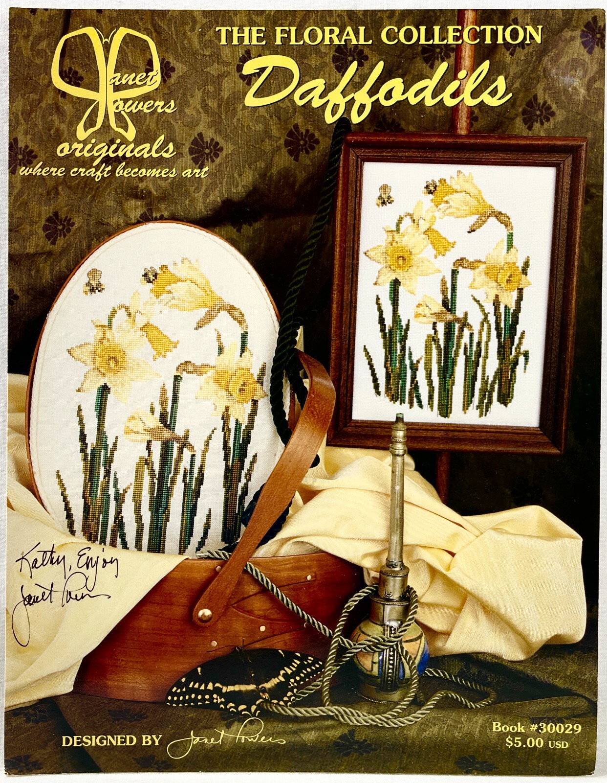 1990s Janet Powers Daffodils 30029 Counted Cross Stitch Pattern SIGNED Vtg 13920