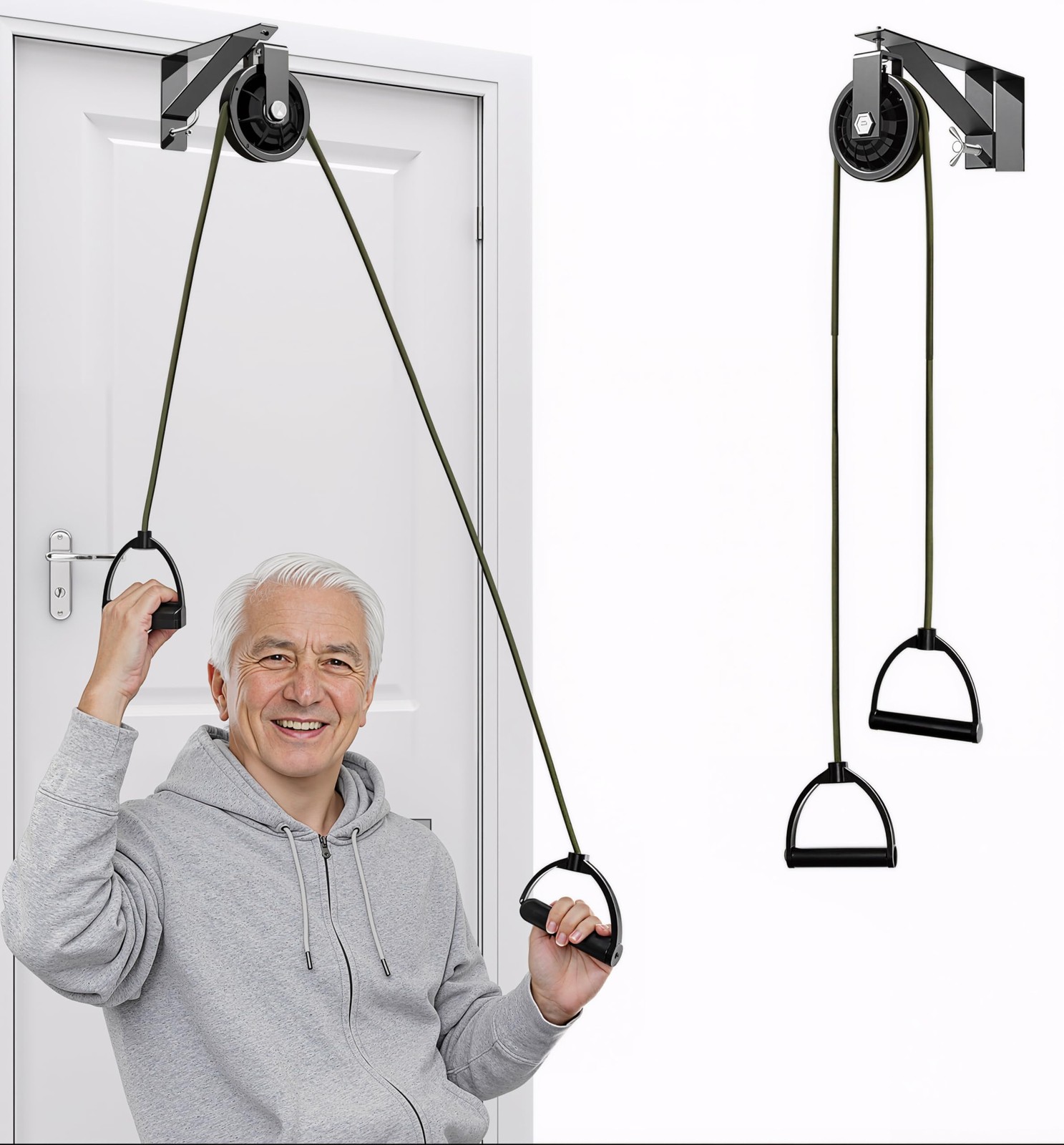 Shoulder Pulley for Physical Therapy with Fixed Metal Bracket, Green