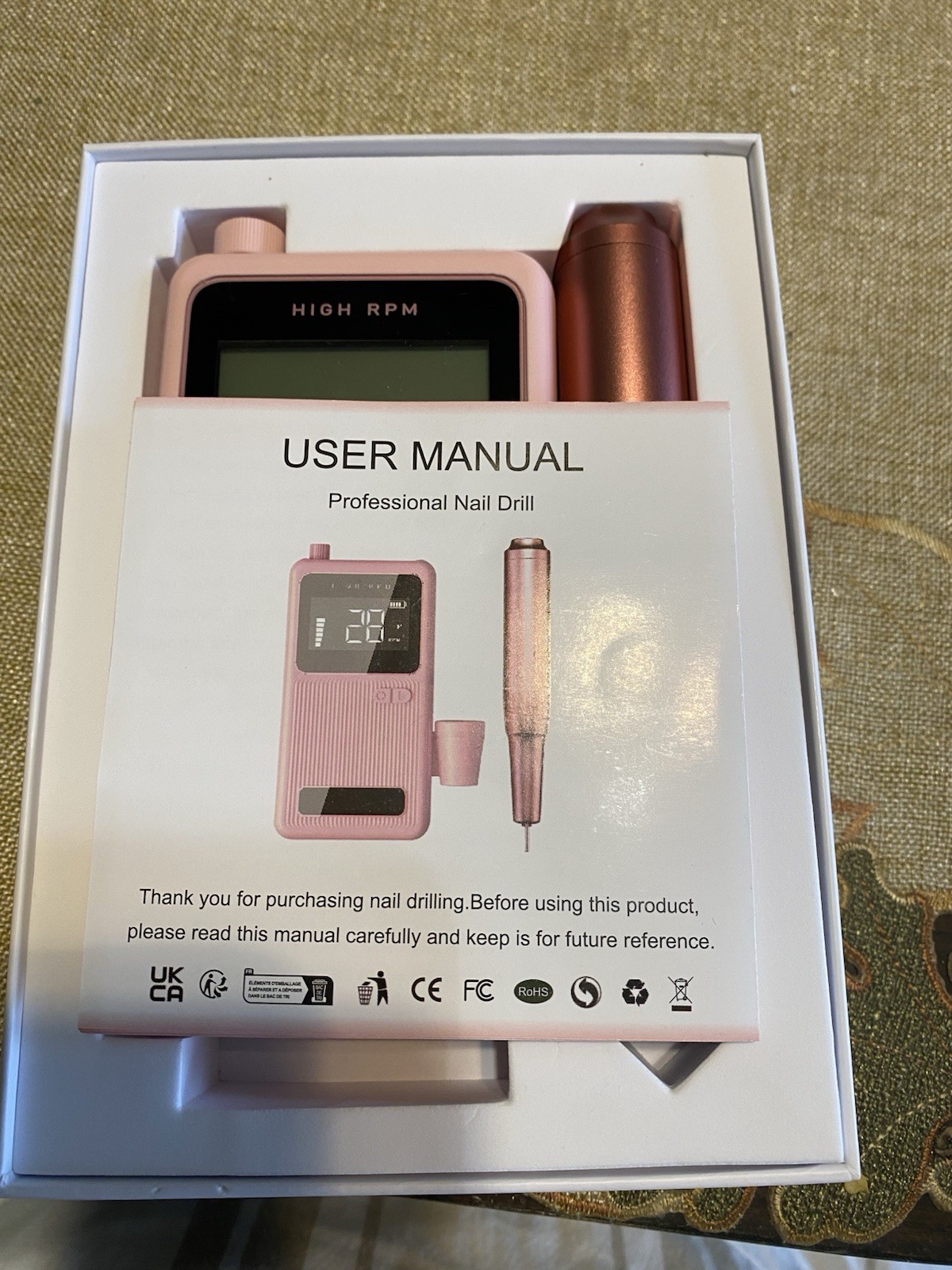 Pink Electric Nail Drill Portable Machine