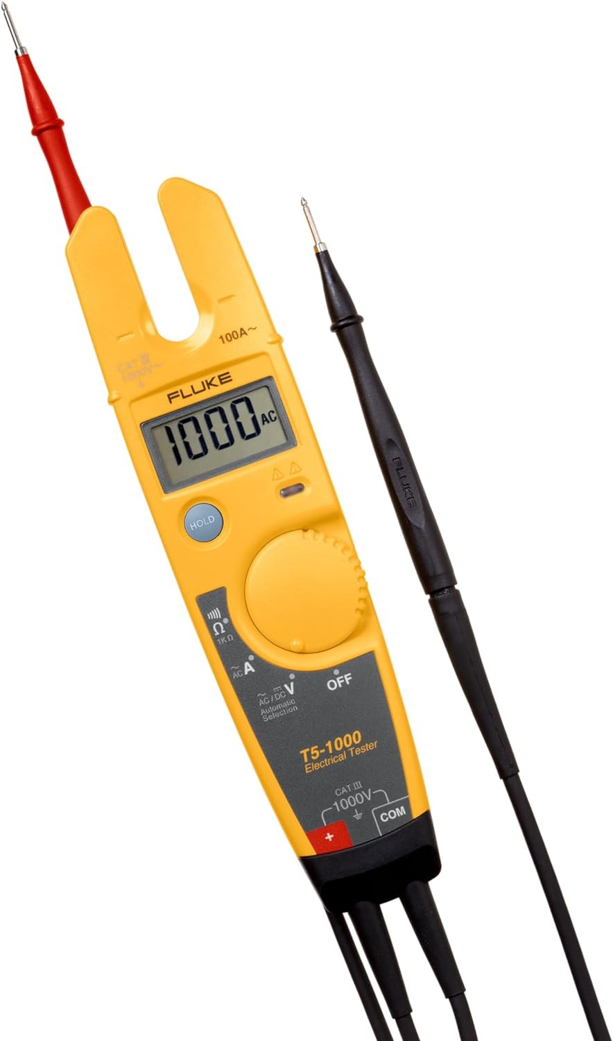 Fluke T5-1000 Voltage Continuity and Current Tester, Open Jaw Design, LCD, 100 A