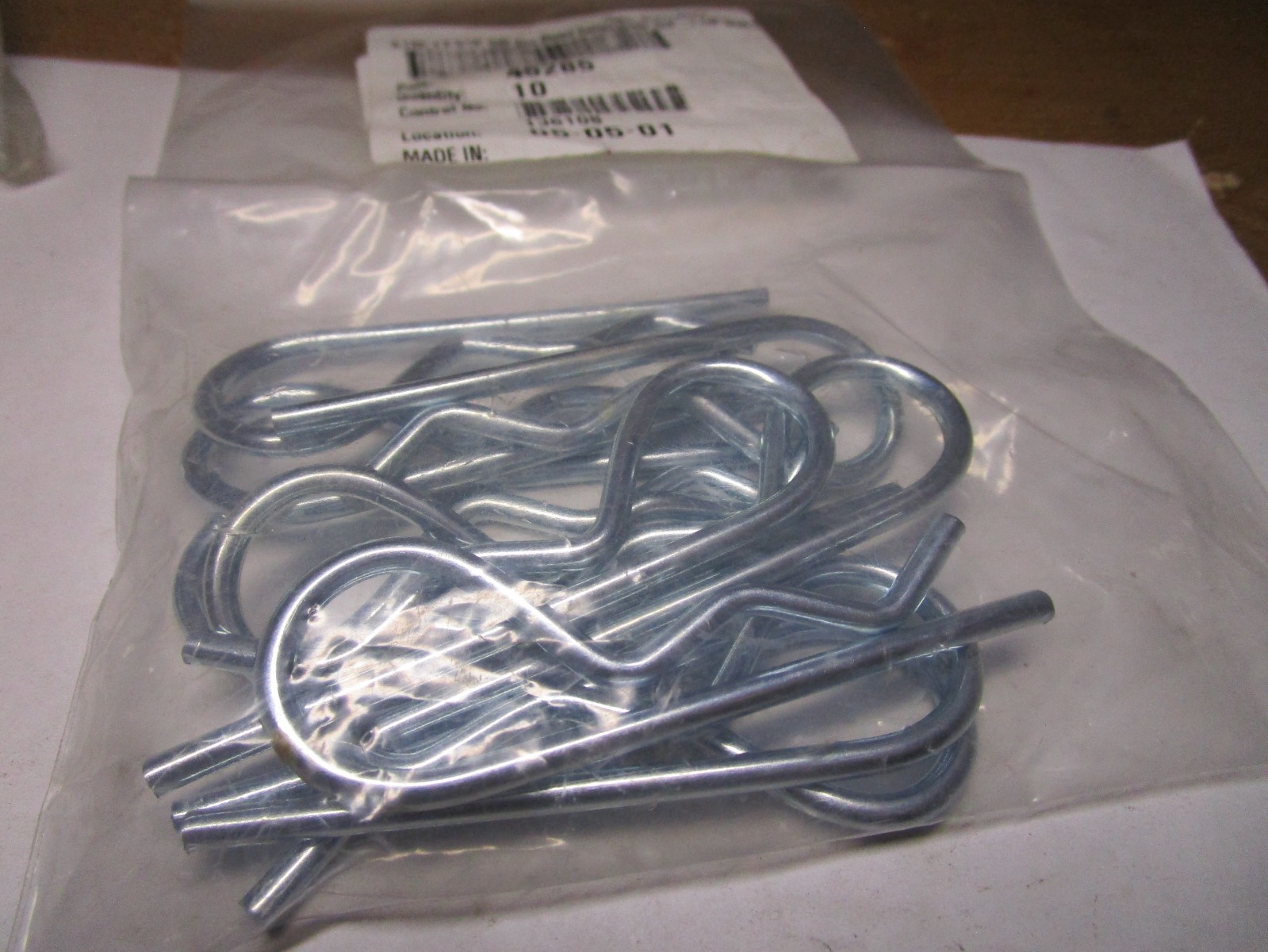 0.148" x 3-5/16" OAL Zinc Plated Hairpin Cotter 3/4" - 1-1/8" Shaft Size QTY 0