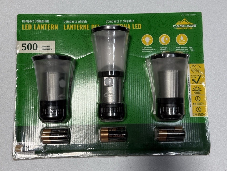 Cascade Mountain Tech LTG-CPT LED Lantern Flashlight 500 Lumens Set (Open box)