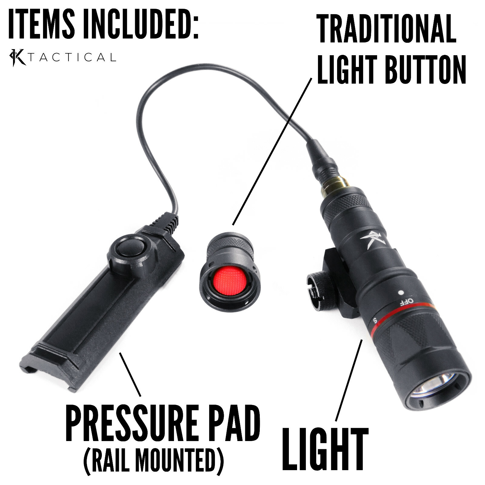 Rail Mount Weapon Light with Large Pressure Pad and Back Button KTactical