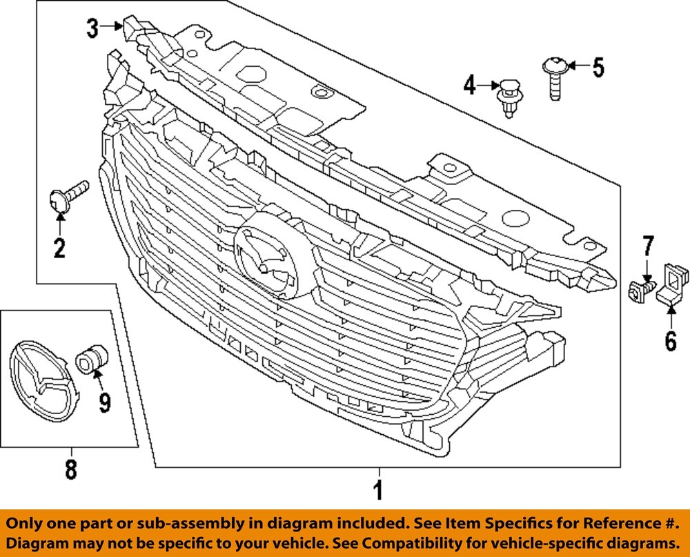 MAZDA OEM 16-21 3,CX-3 Front Bumper Grille Grille Components-Ornament D10J51730