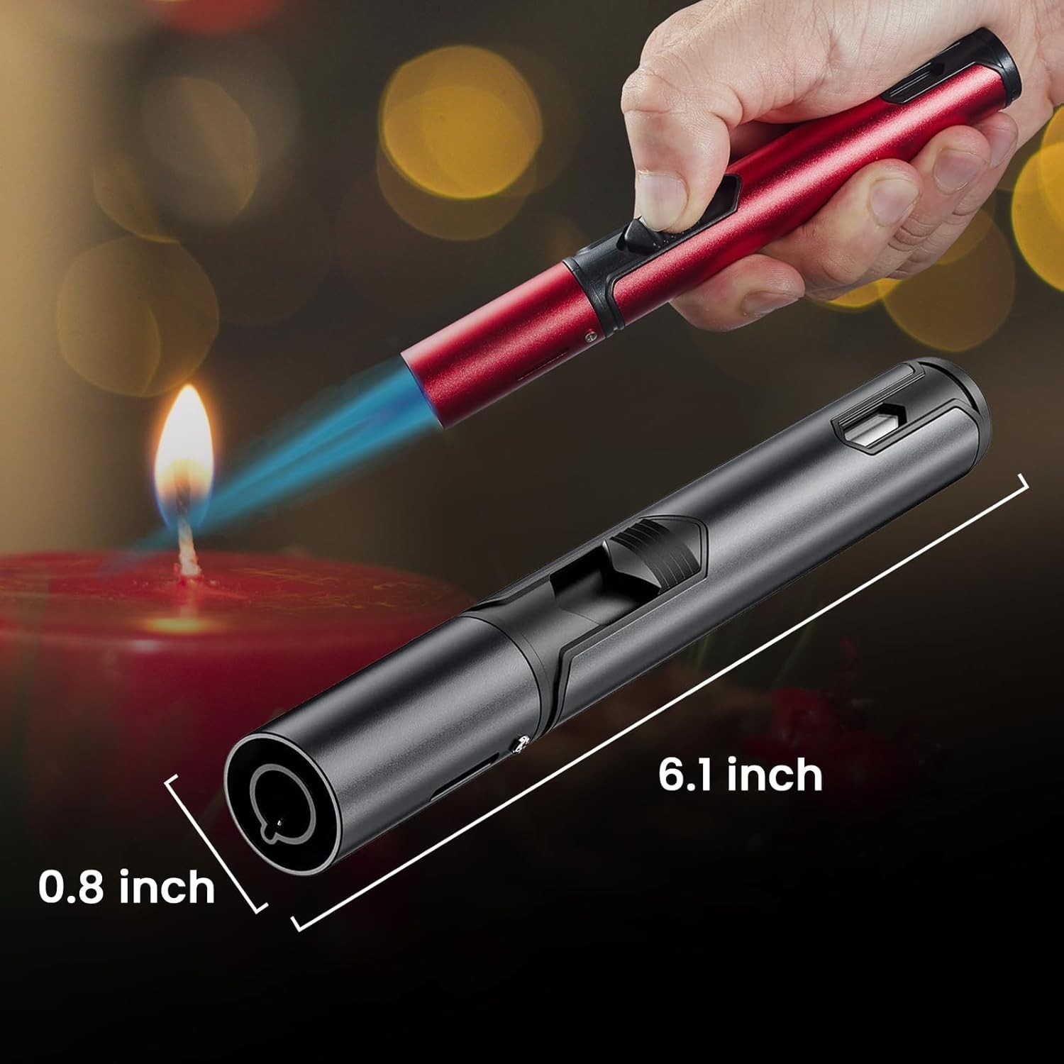 3 Pack Butane Torch Lighters, 6-inch Refillable Pen Lighter Adjustable Jet Fl...