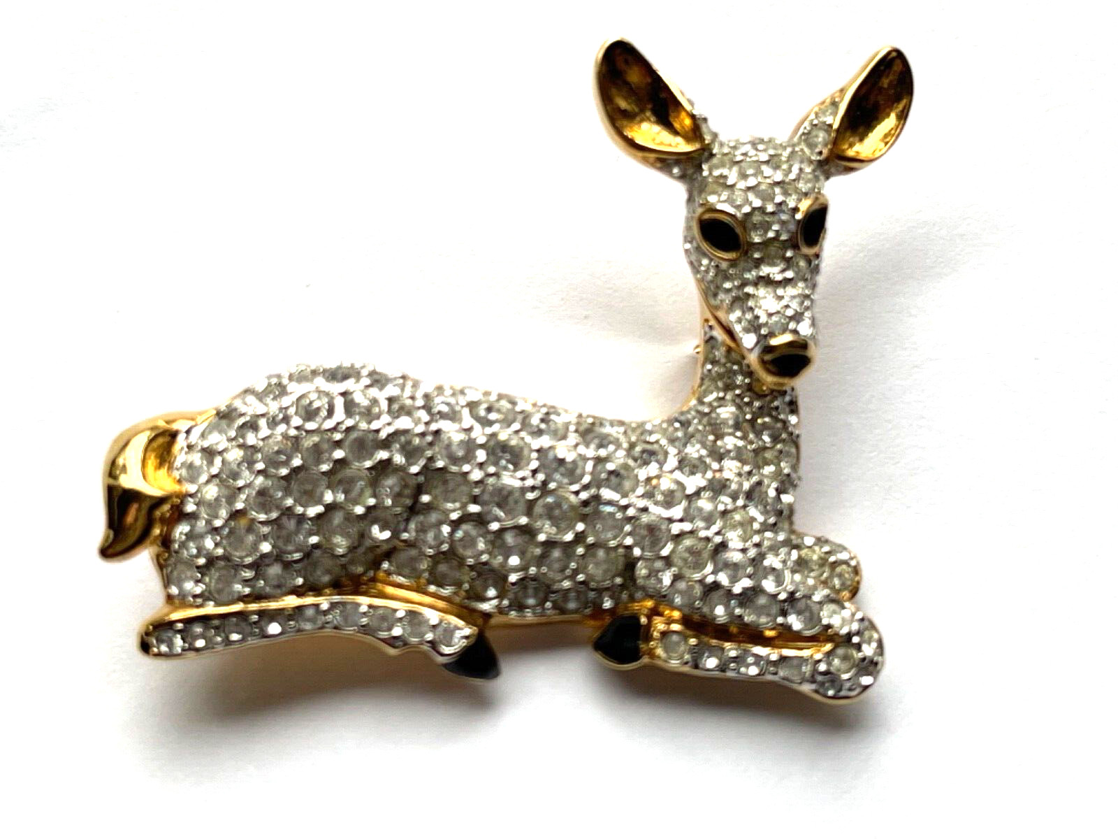 Signed Swarovski Pave’ Deer Brooch Pin NEW