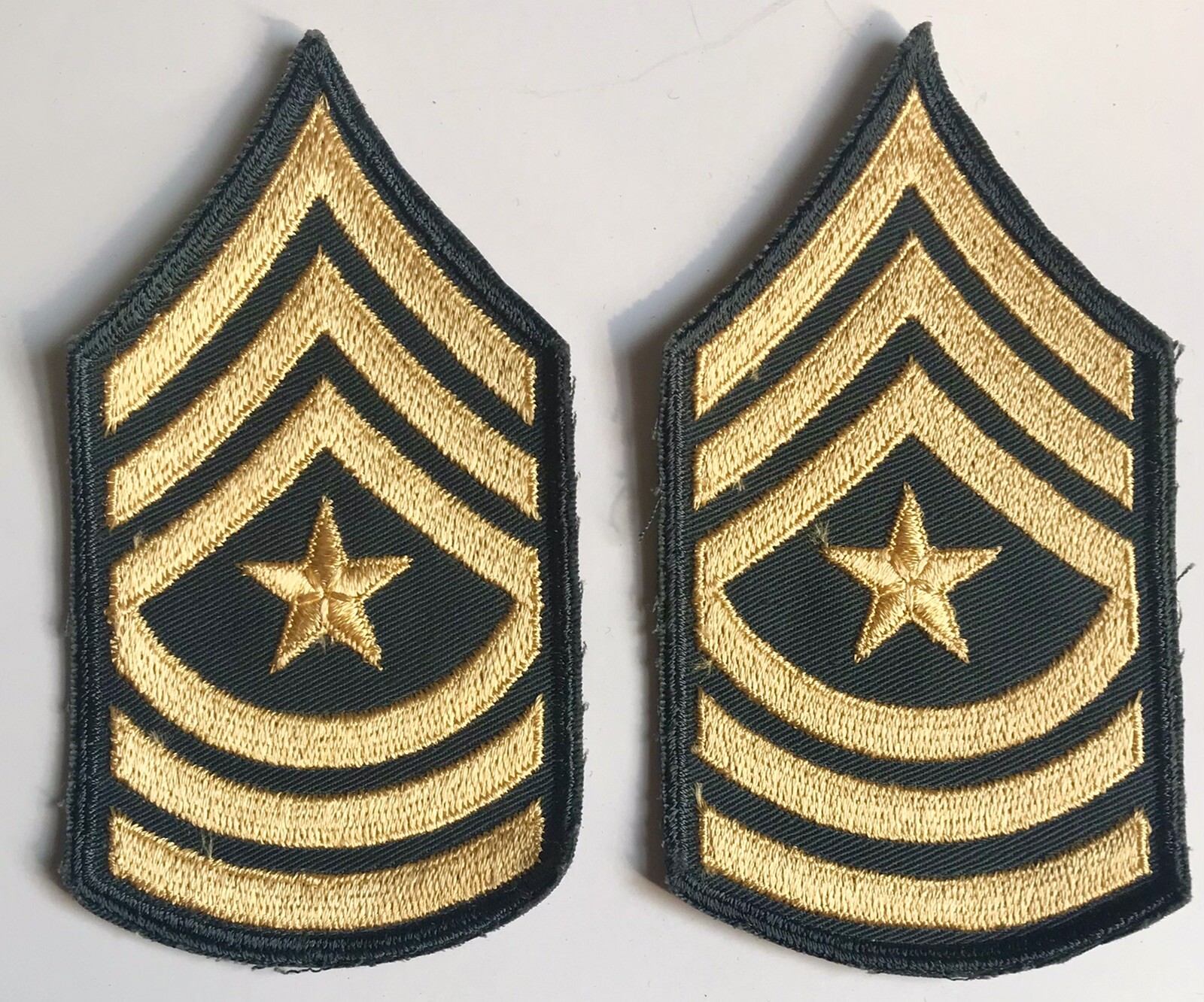 US Army Chevron Patches Sergeant Rank Gold Star On Green Pair Set Of 2