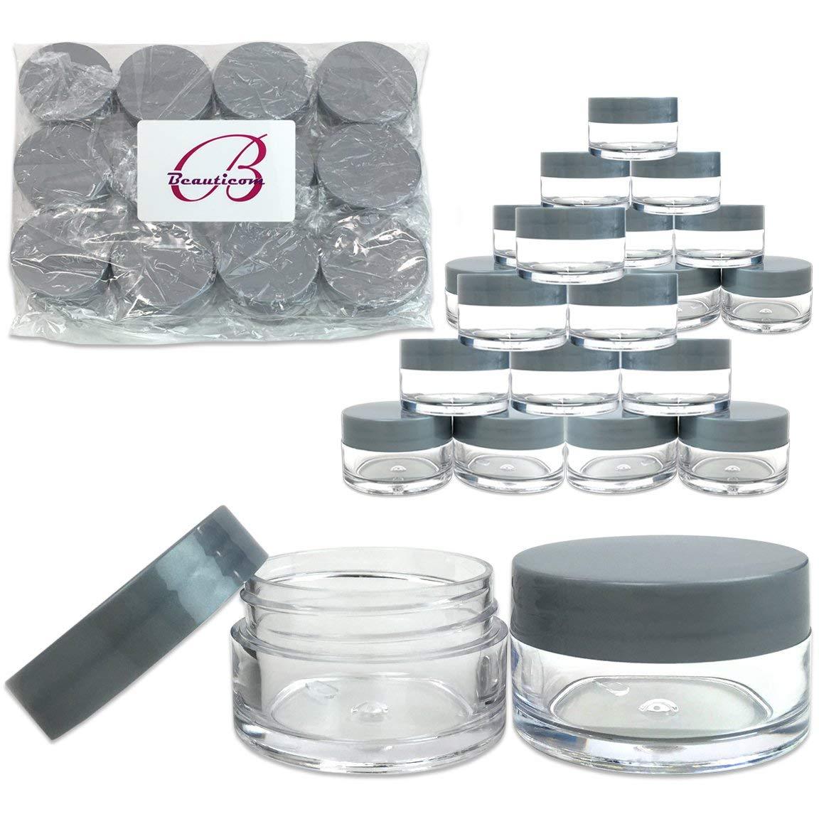 120 Pieces 20G/20ML Round Clear Cosmetic Cream Sample Jars Gray Lids BPA Free