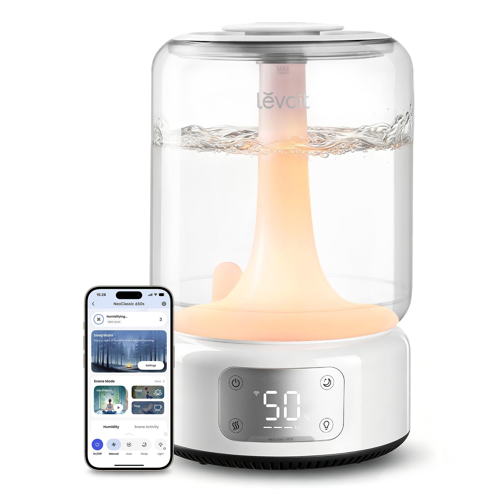 LEVOIT Humidifiers for Bedroom Large Room 6.2L Smart Dishwasher-Safe, White