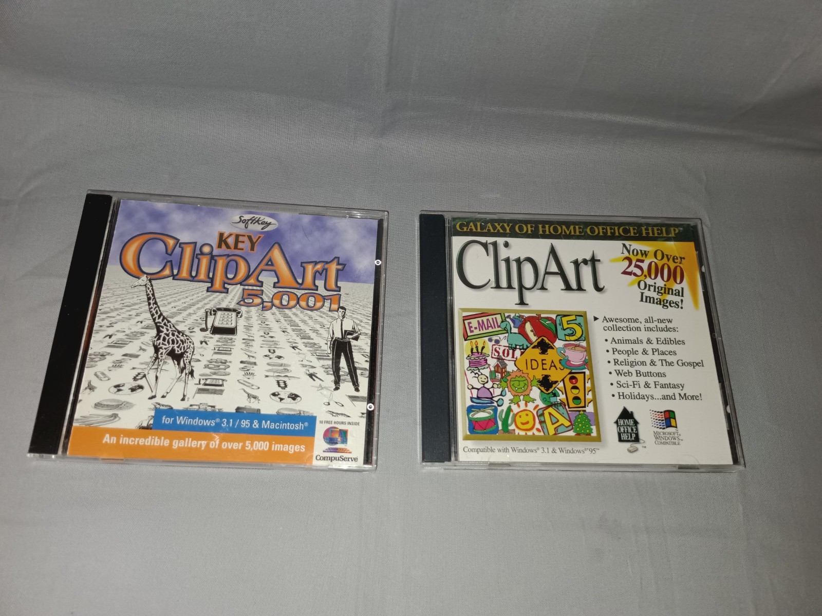 Lot Of 2 Clip Art Cds, Softkey ClipArt 5,001 And Galaxy Of Home Office Help