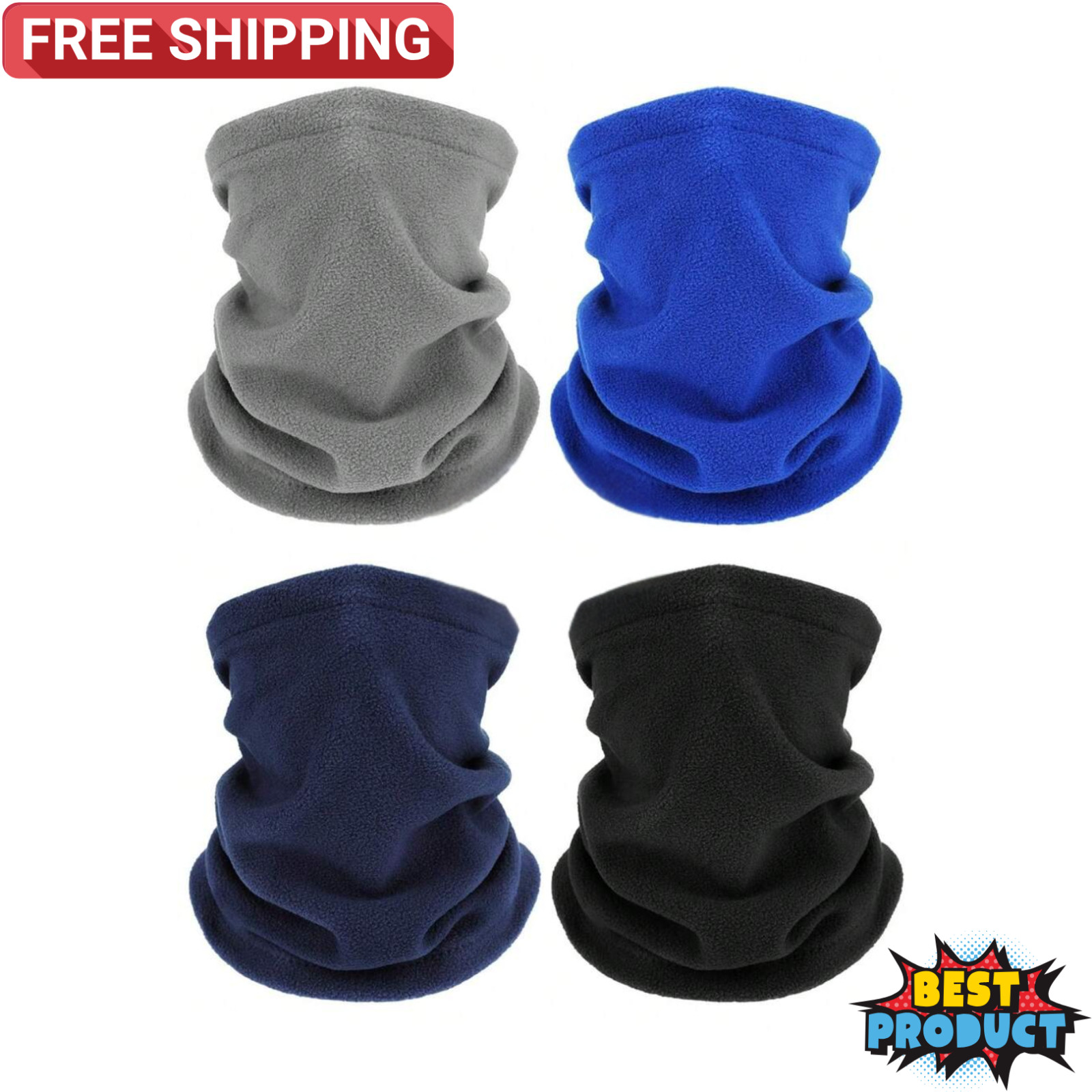 1P Winter Neck Gaiter Warmer Windproof Face Mask Scarf Fleece Skiing Face Cover