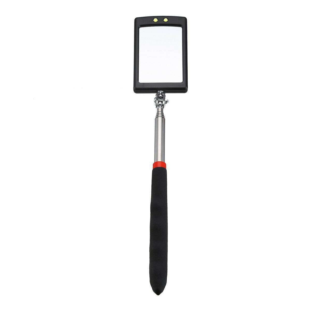 LED Lighted Mechanic Inspection Mirror Telescoping illuminate Swivel Extendable