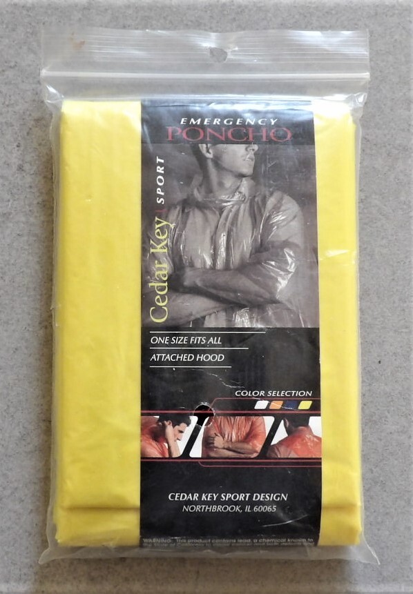 Cedar Key Sport Emergency Poncho Attached Hood One Size Fits ALL - Bright Yellow