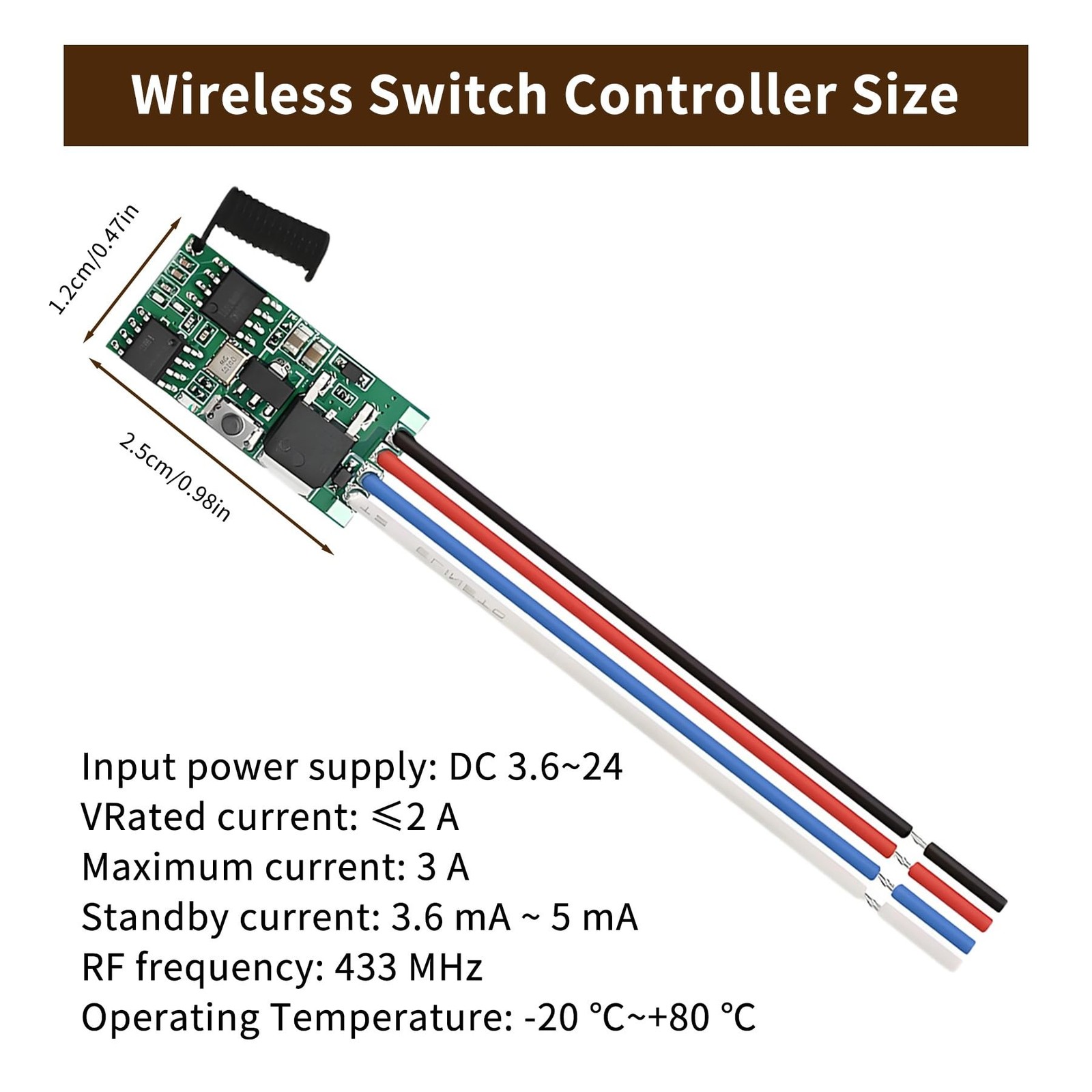 DC 12V Wireless Remote Control Switch 2 Way Mini Wireless Switches 433MHz Wir...