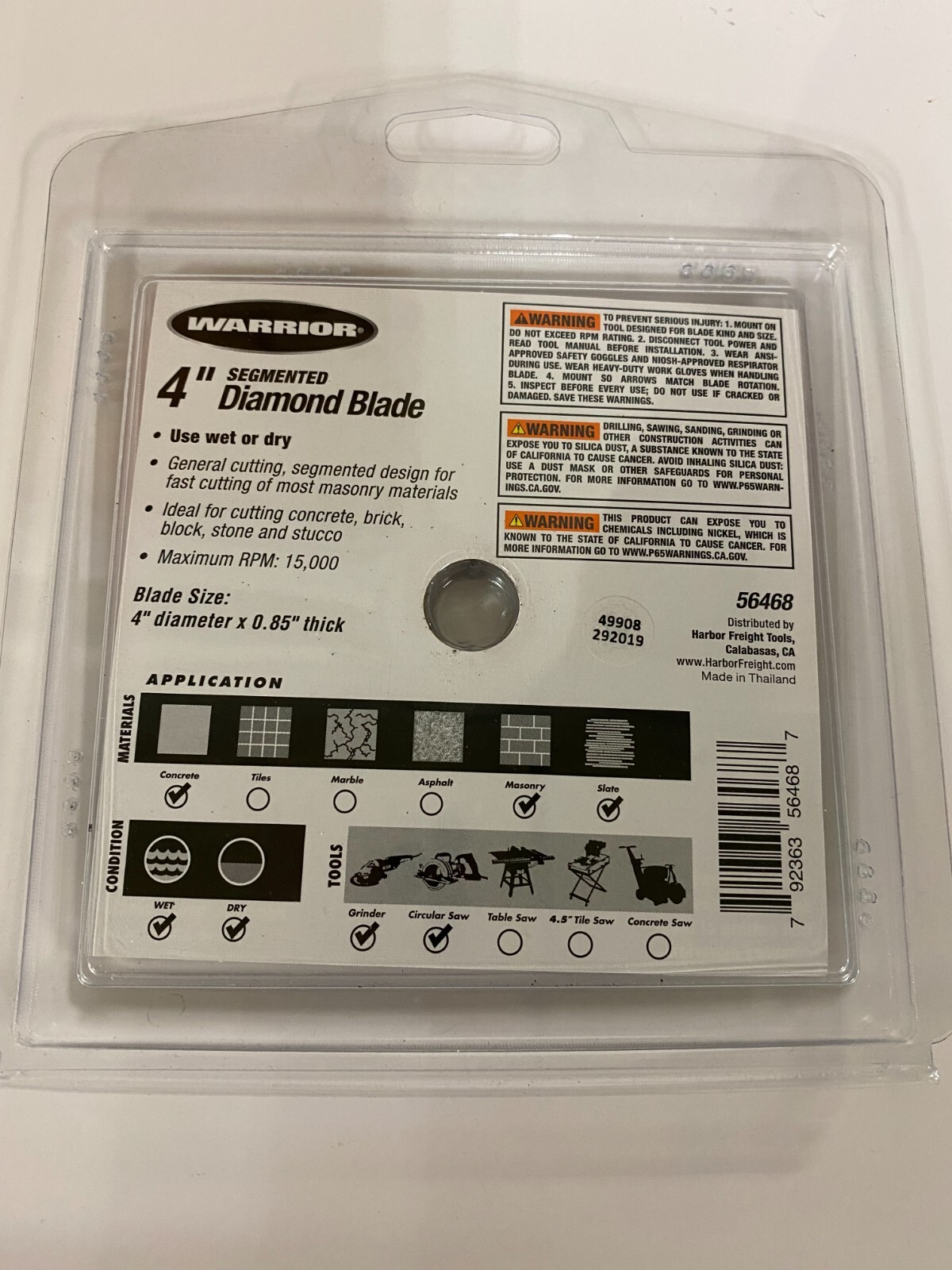 Warrior 4 In. Segmented Wet Or Dry Cut Diamond Blade For Masonry