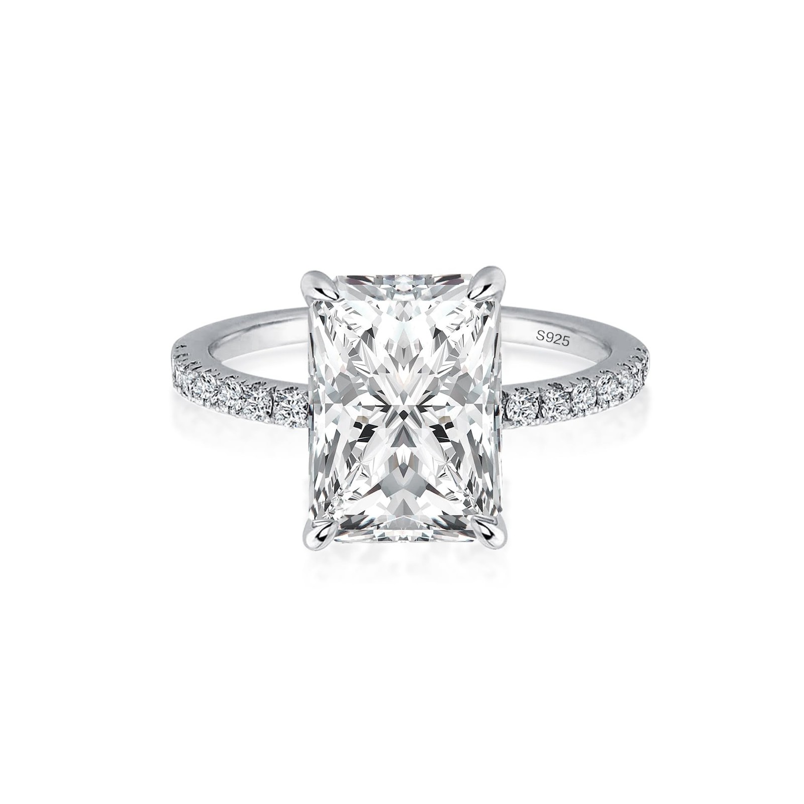 3.5ct Elongated Radiant Cut Moissanite Engagement Ring for Women,Genuine Crea...