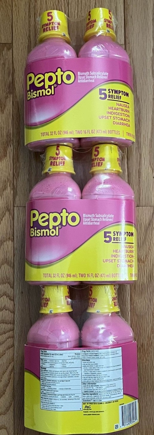 Pepto Bismol Liquid Fast Acting Upset Stomach & Diarrhea Relief 16 Oz 6 pack
