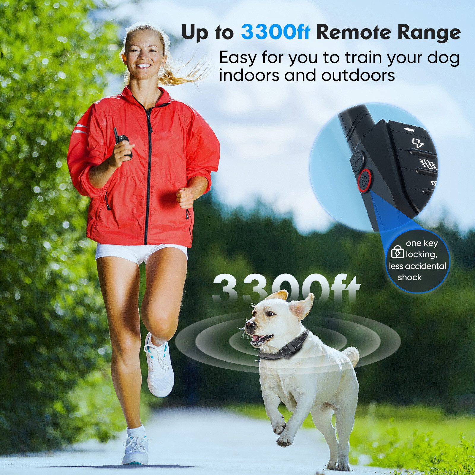 3300 FT Dog Shock Training Collar Remote Rechargeable Waterproof Pet LCD Trainer
