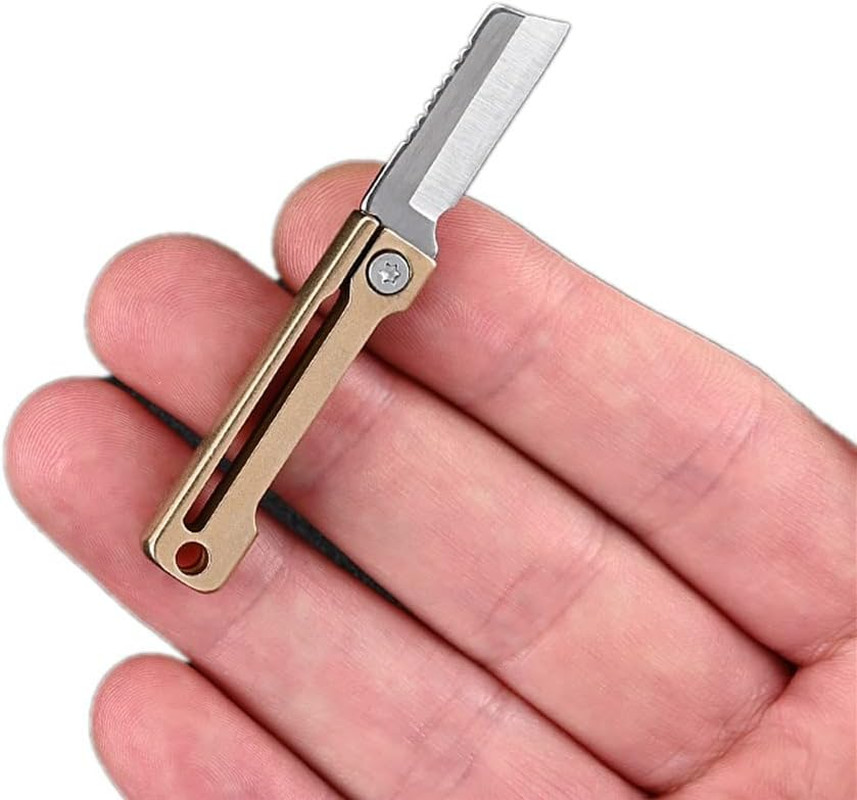 Ultra Small Little Folding Pocket Brass Knife, Special High Carbon Alloy Steel B