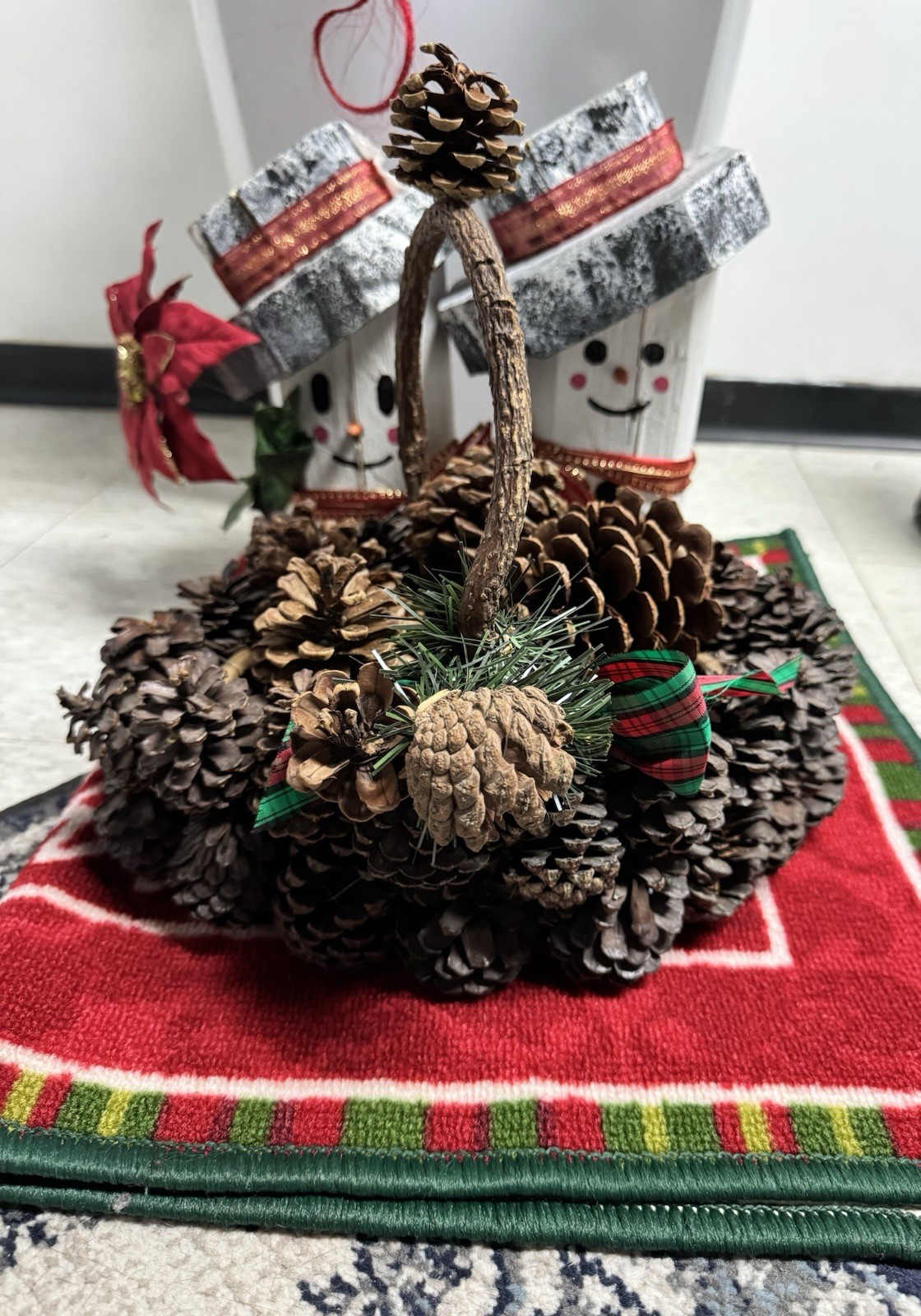Rustic Wooden Pinecone Basket
