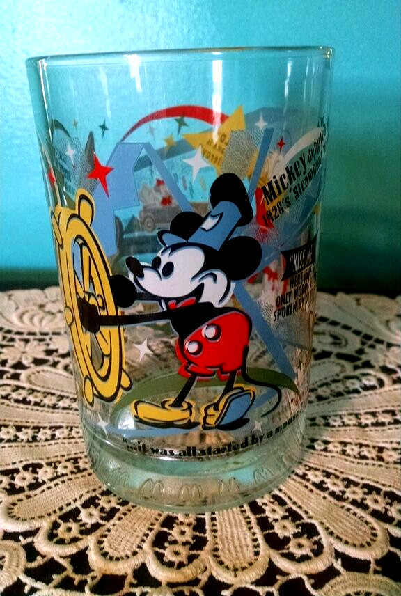 Disney Clear Glass Tumbler McDonald Issued 100 Years of Magic 2001