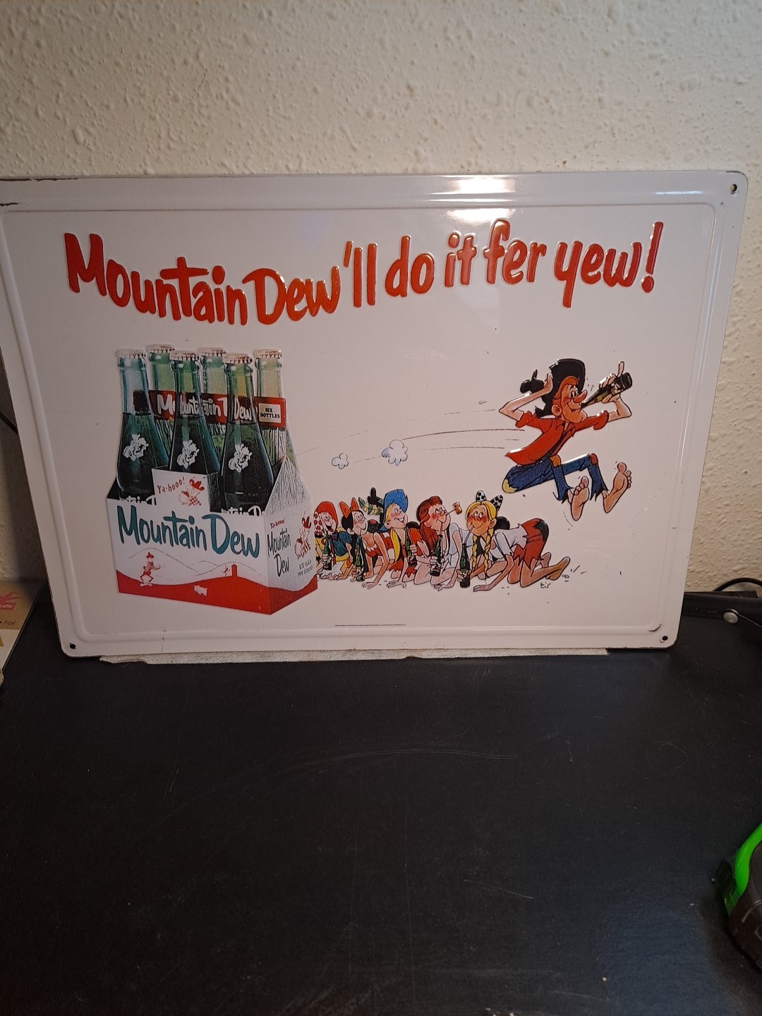 Mountain Dew'll it fer yew 6 Pack Bottles Retro Vintage 12 x 17 Metal Sign