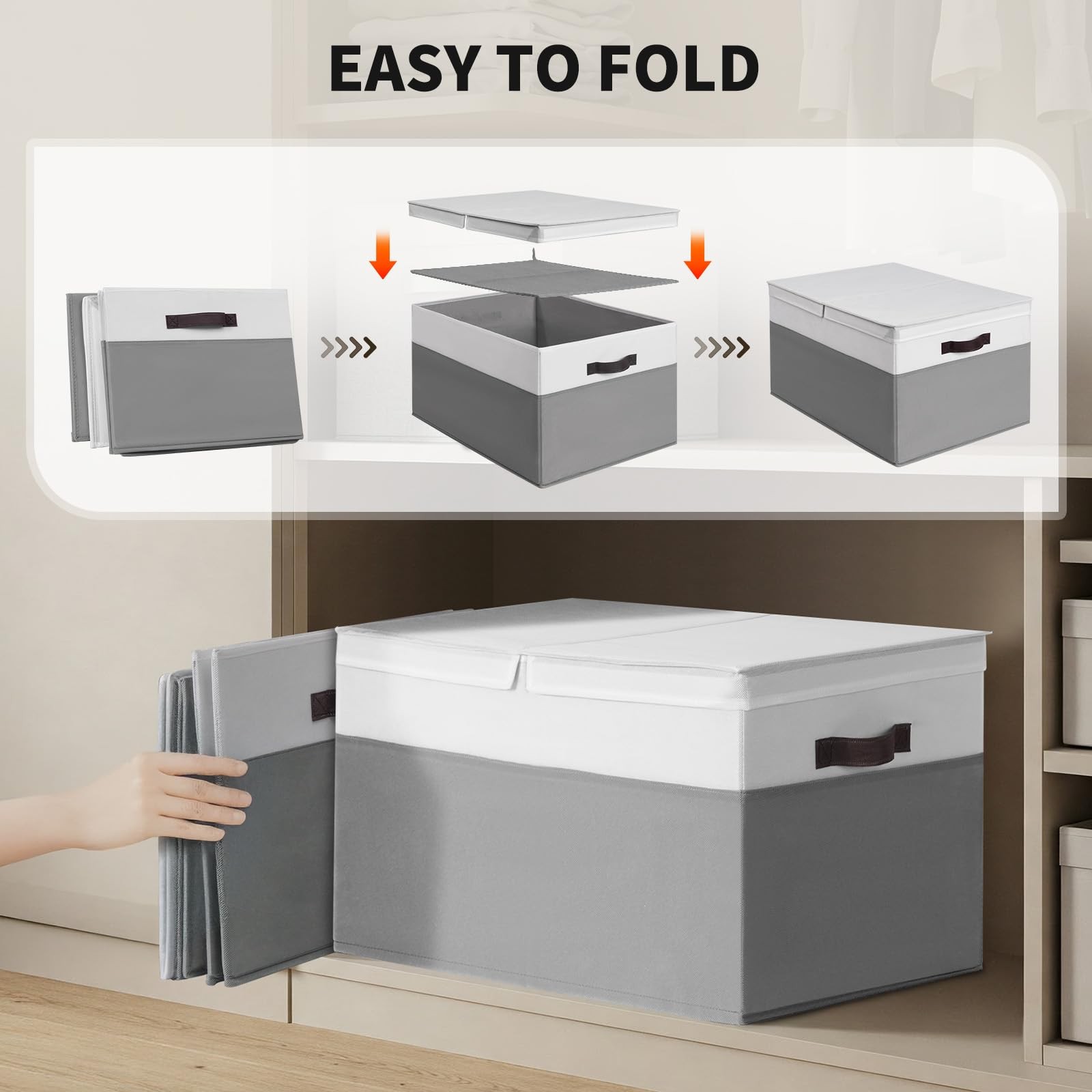 2 Pack EXTRA LARGE Blanket Storage Jumbo Large -2Pack, White with Grey