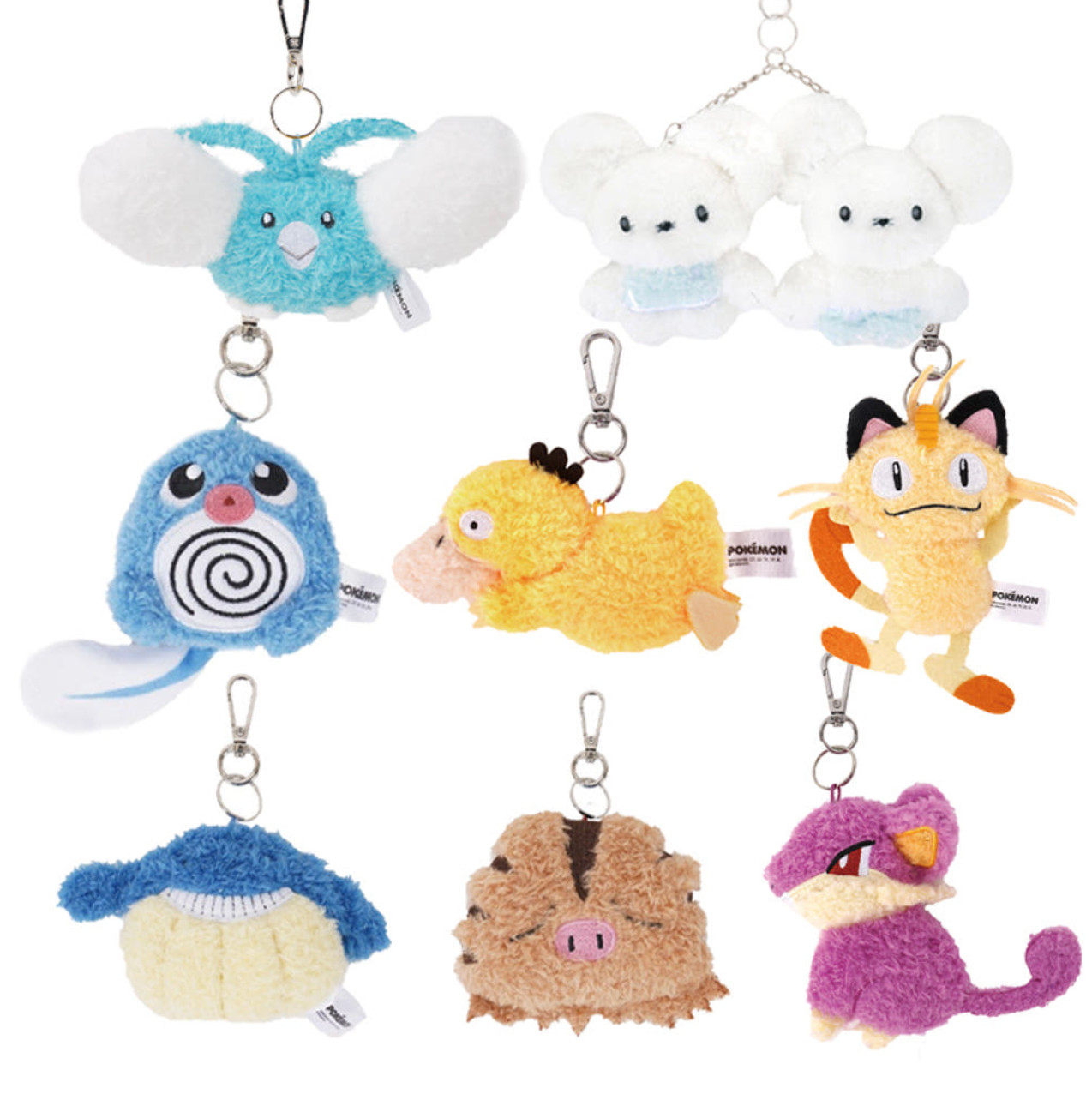Pokemon Plush Keychain Swinub Psyduck Meowth Swablu Tandemau Choose Character