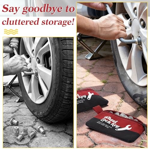 2Pack Wheel Lock Key Storage Pouch with Zipper() | Canvas Wheel Lock Key Red