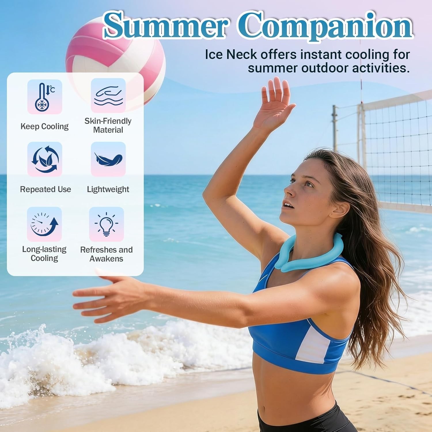 Reusable Neck Cooling Tube in Refreshing Blue - The Ultimate Summer Accessory