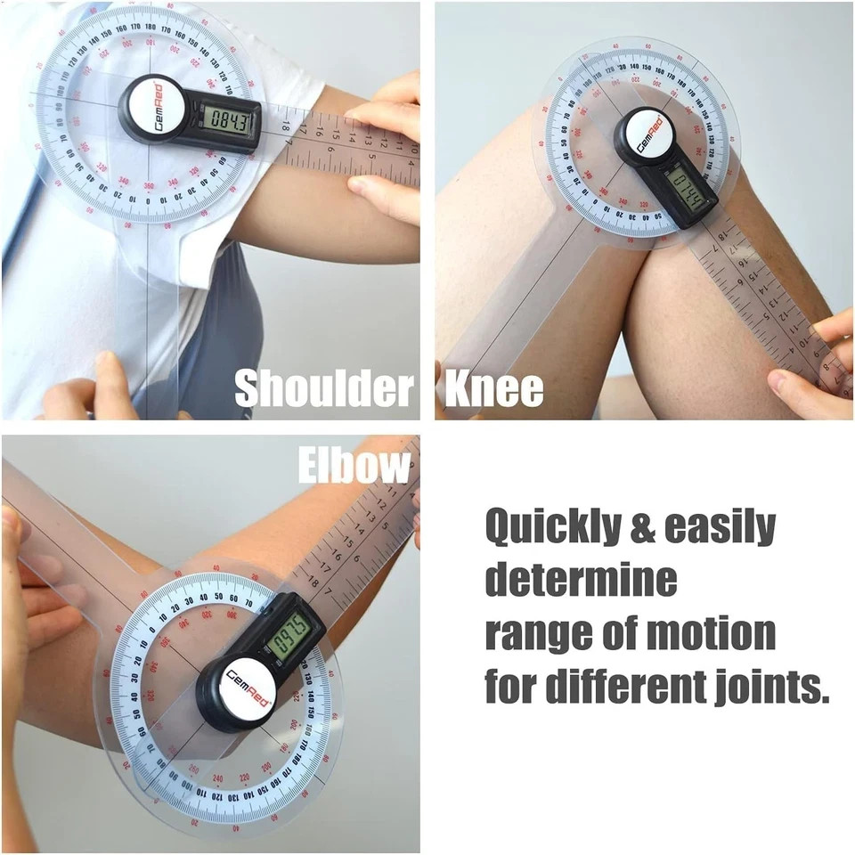 12 Inch Digital Goniometer 360 Degree Physical Therapy Plastic Protractor