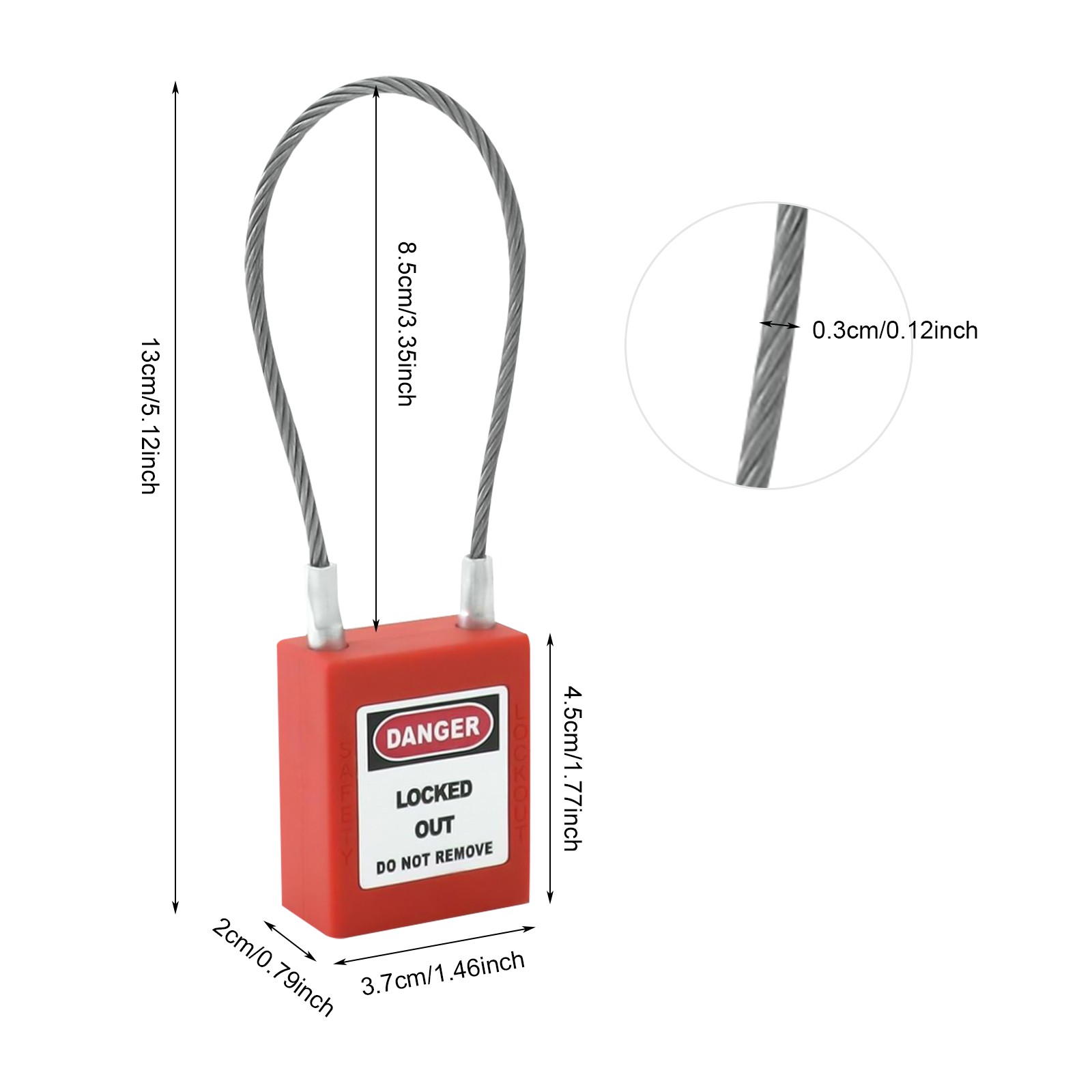 4PCS Cable Padlock with 8 Keys Cable Lock, Lock & Secure, Padlock Wire Lock