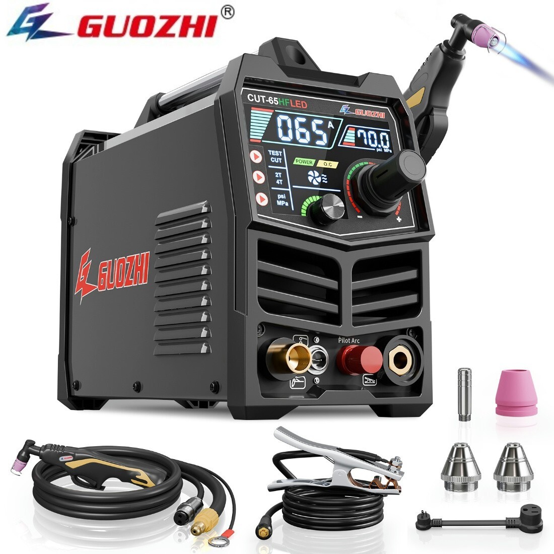 GZ GUOZHI Non-Touch Plasma Cutter, 65Amps High Frequency Pilot Arc Plasma Cutter