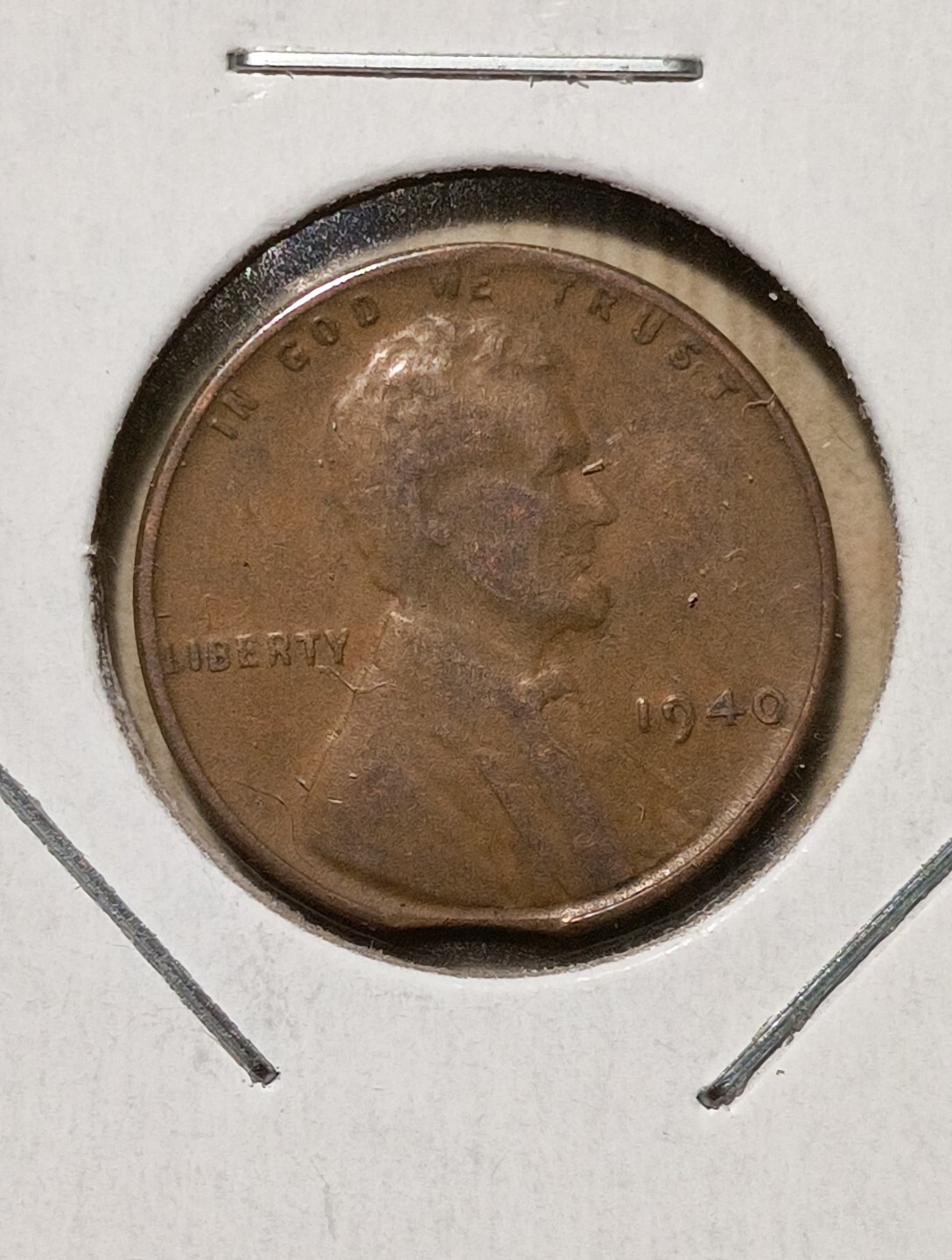 1940-P Lincoln Wheat Cent -Very Nice Clipped Planchet Mint Error!