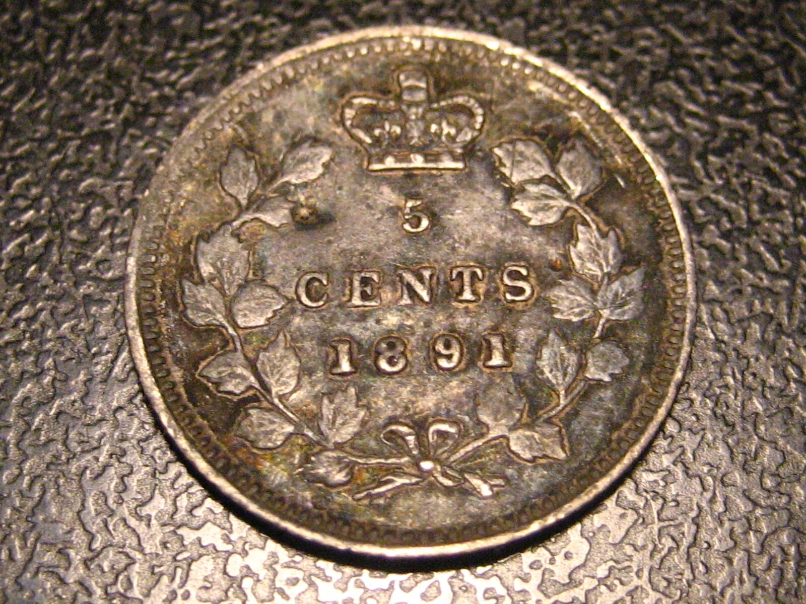 1891 Obverse 2 Canadian Five Cent 92% Silver Piece XF #2