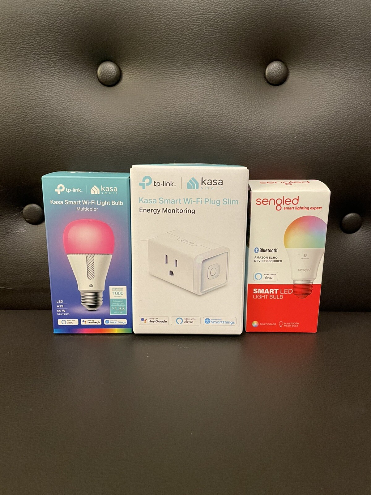 Kasa Smart Wi-Fi Plug, Kasa Wi-Fi Smart Bulb, Sengled Smart LED Bulb Bundle, New
