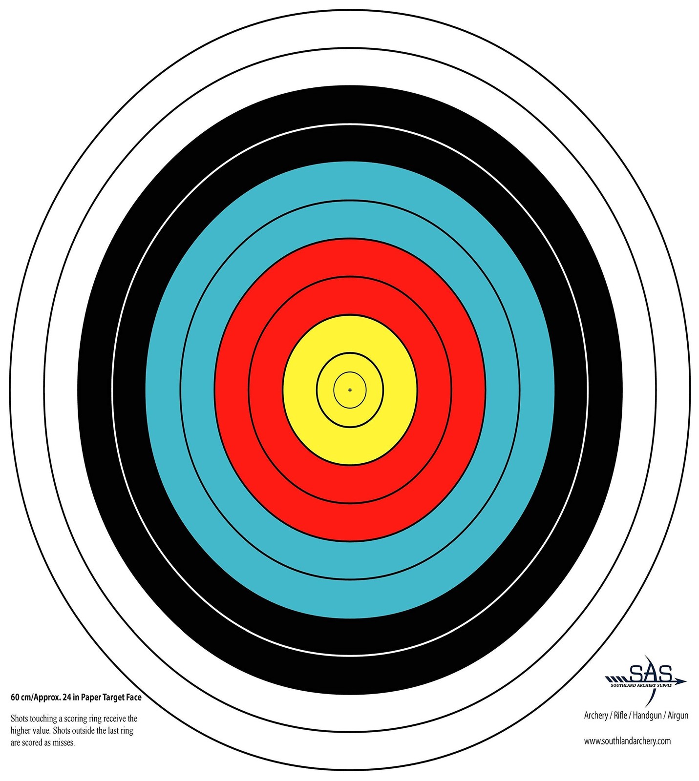 SAS 10Ring Paper Target Face 24 in / 60 cm 100 24/Pack, 60cm/Approx. 24" 10Ring