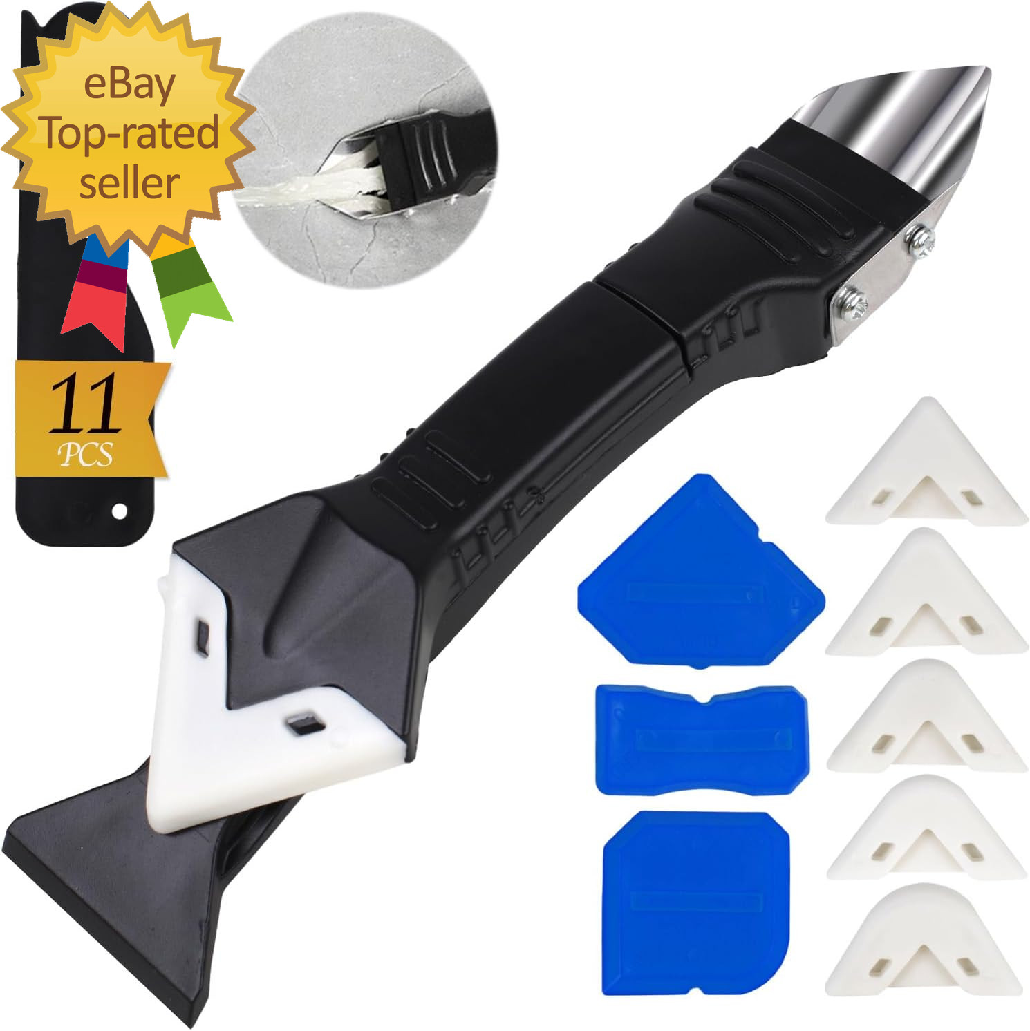 11Pcs Silicone Caulking Tools 3 In1 Grout Removal Tool Grout Remove Scraper