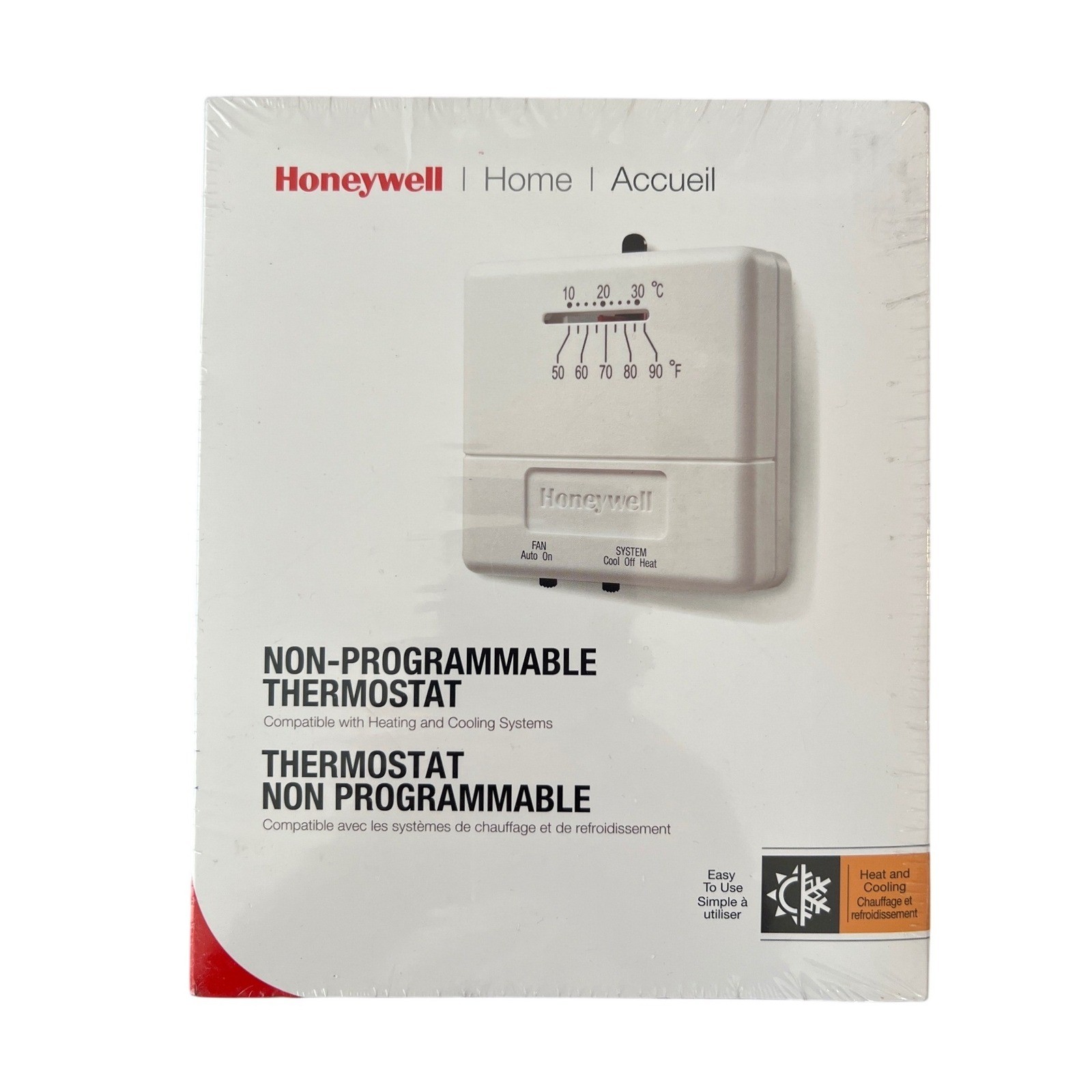 Honeywell CT31A1003 Non-Programmable Thermostat Heat & Cool White New Sealed