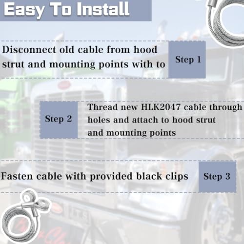 2-Pack Hood Strut Control Cable for HLK2047 - Precise Fit Hood Release Latch