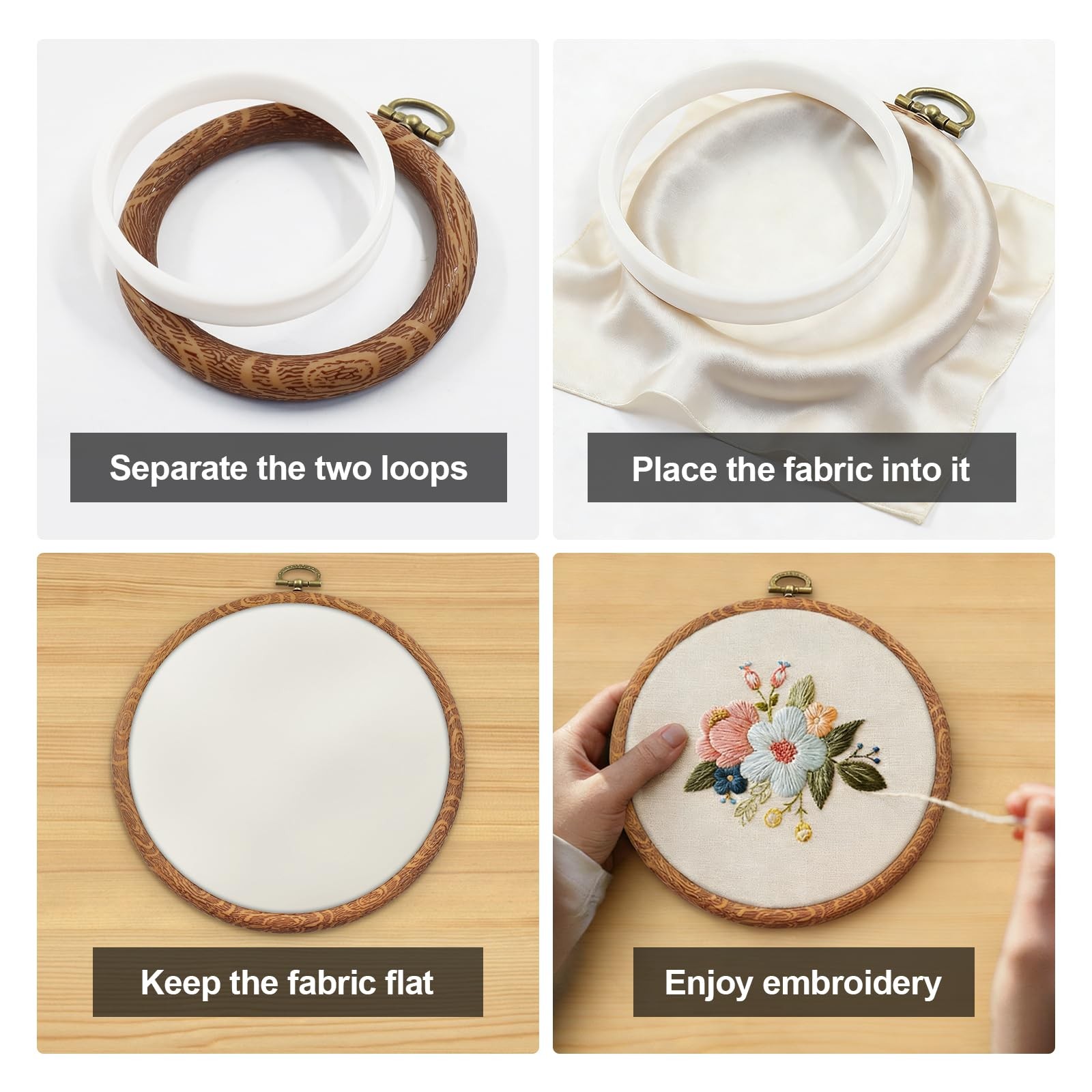 5Pcs Oval Embroidery Hoops 4.3"x5.3" Decorative Cross Stitch Hoops, Vintage C...