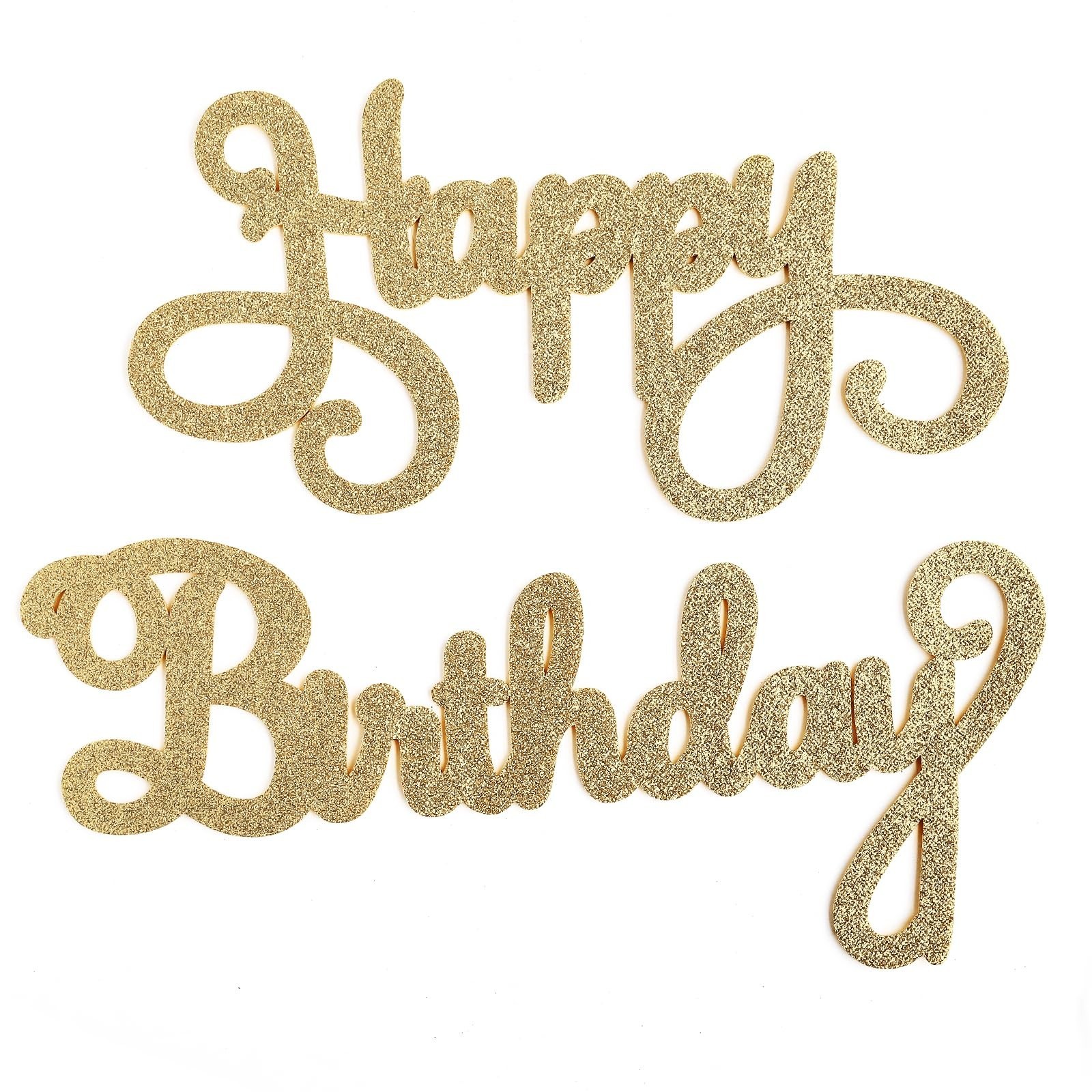 Champagne Gold Happy Birthday Sign for Arch Backdrop - Glitter Felt Happy Bir...