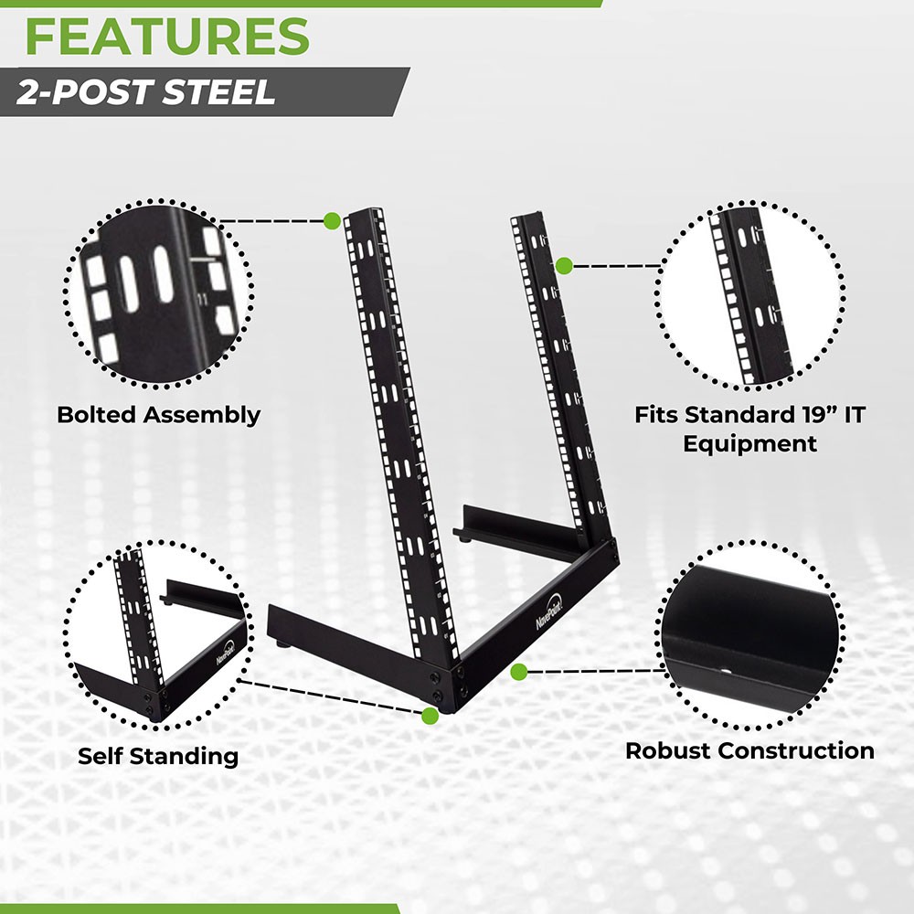NavePoint 2-Post Open Frame Free Standing Desk Rack