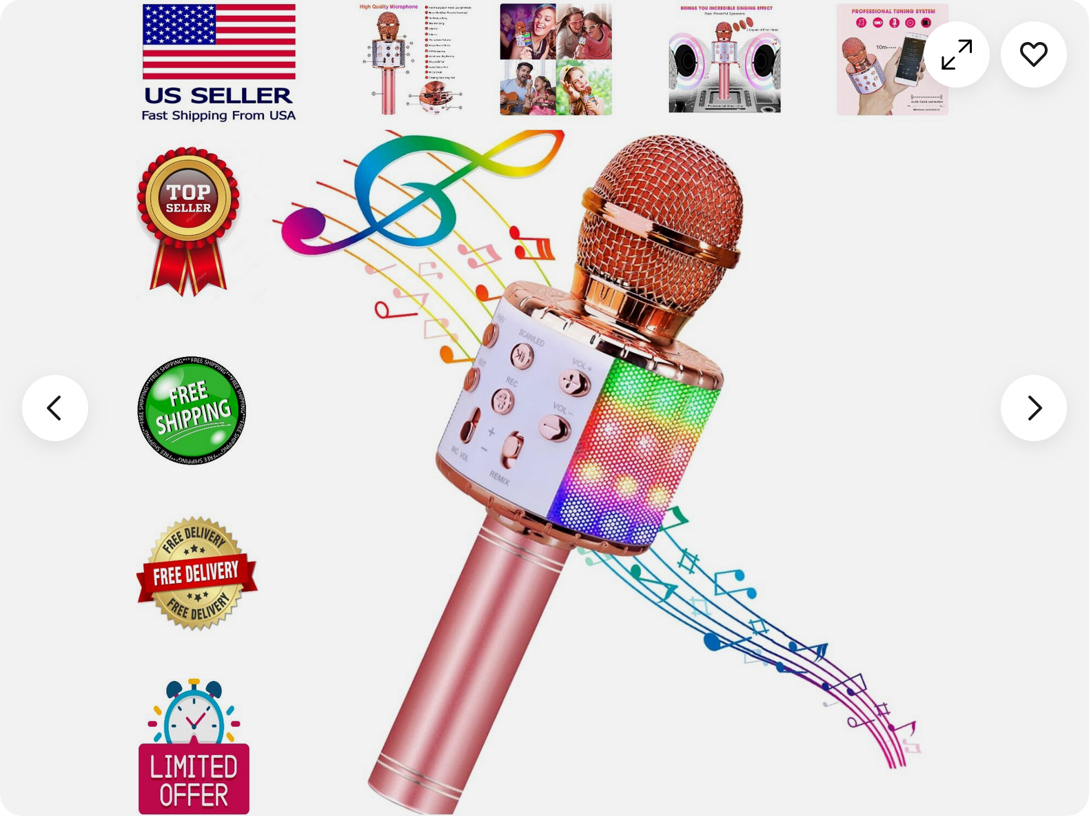 Fun Portable Karaoke Microphone with LED Lights - Ideal Gift for Wanting Singers