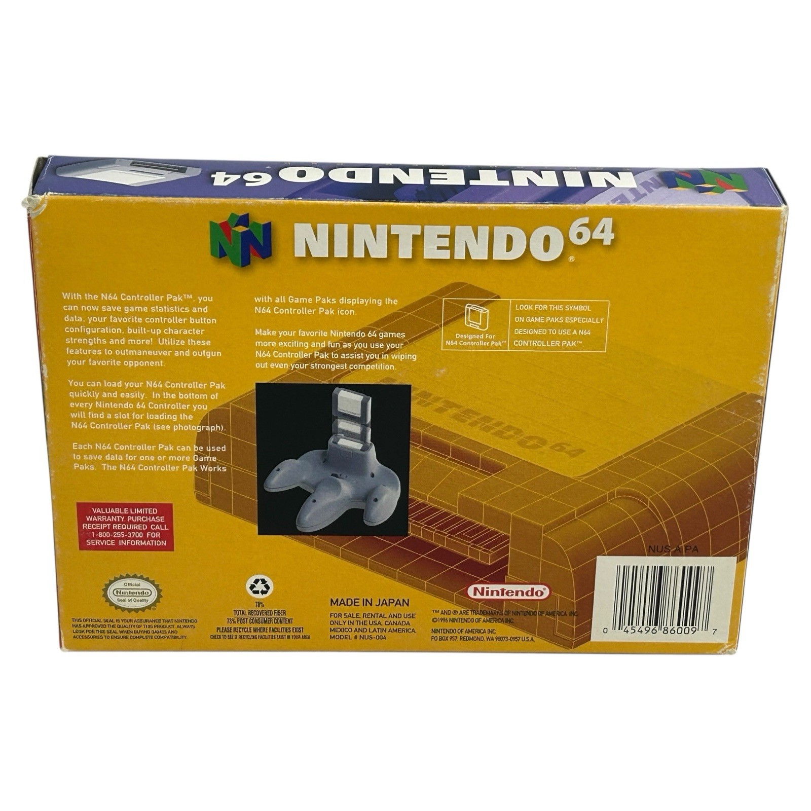 Nintendo 64 N64 Memory Controller Pak OEM Authentic Complete CIB w Box Tested