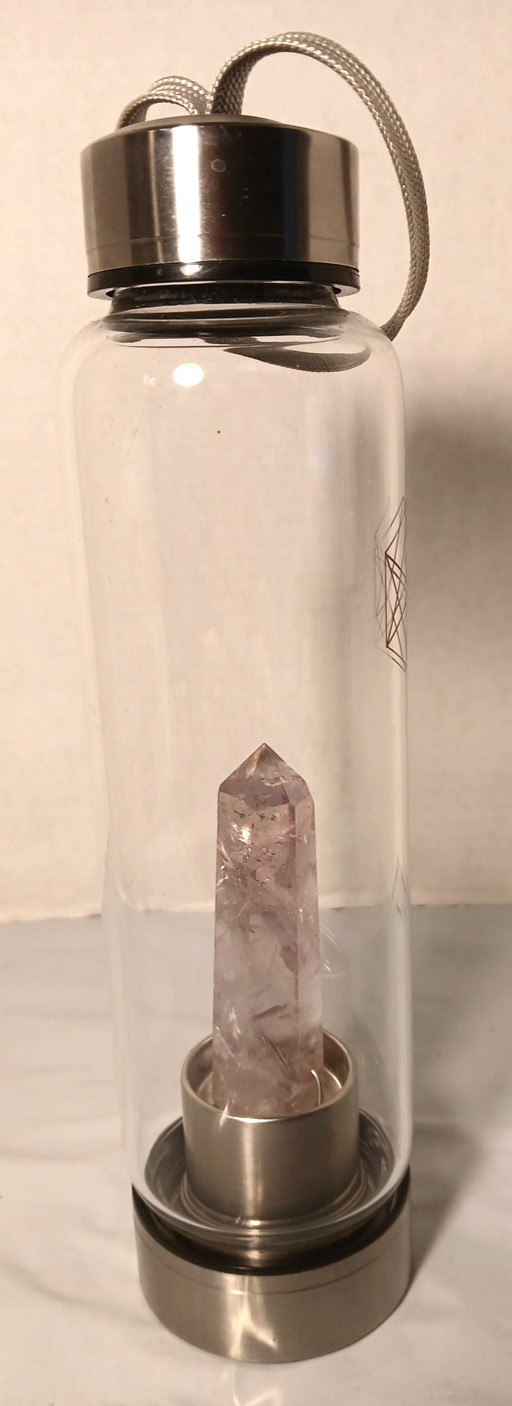 Glacce Purple Amethyst Crystal Elixir Glass Water Bottle