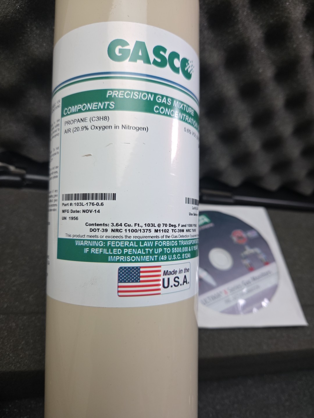 MSA CALIBRATION KIT w/ propane p# 103L-176-0.6