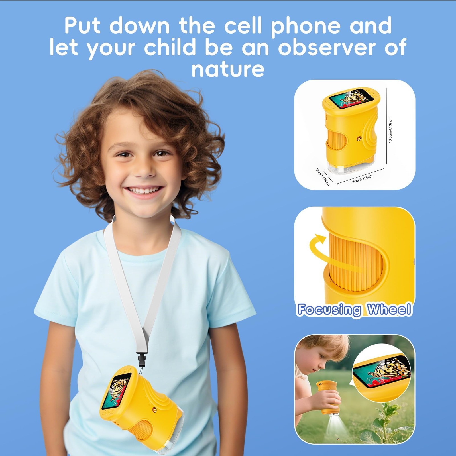 1000X Handheld Digital Microscope for Kids: Pocket Microscope with 2.0" IPS Scre